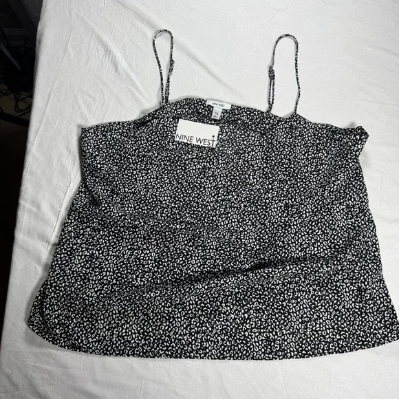 Nine West Camisole Women XXL Black White NWT Animal Print Adjustable Strap Tank - Picture 1 of 8